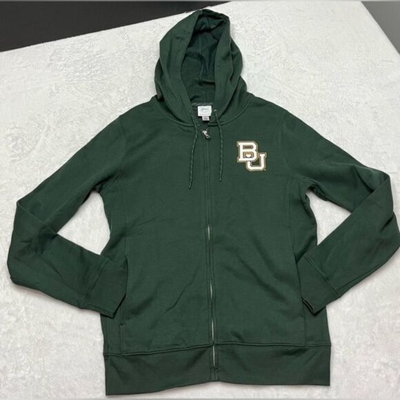 NWT- Baylor University college full zip green sweatshirt with hood size medium - Picture 1 of 5